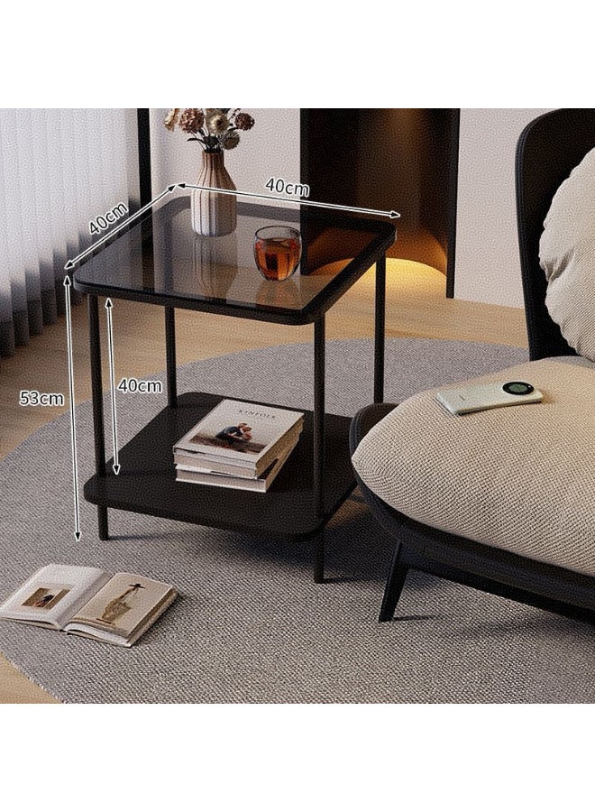 Kawkab Industrial Modern Glass Top Metal Side Table , Slim Narrow End Table with Sturdy Frame Small Space Corner Table for Living Room, Bedroom, Office, Easy Assembly - Image 4